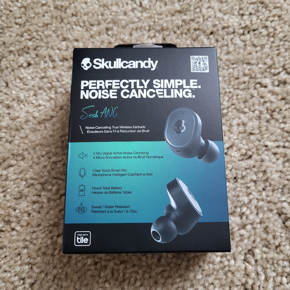 Skullcandy Earbuds, True Wireless, Noise Canceling, Black